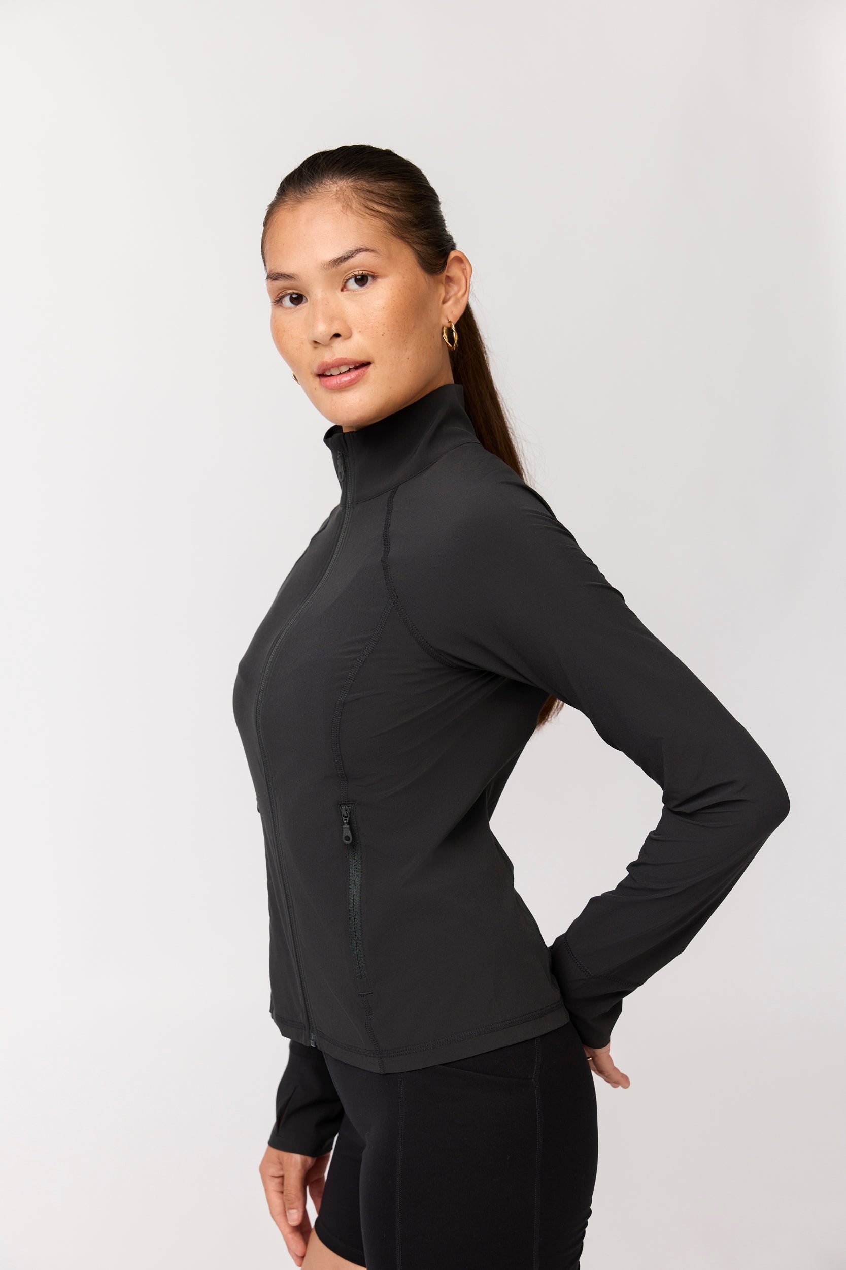 Estrella Fitted Run Jacket, Black
