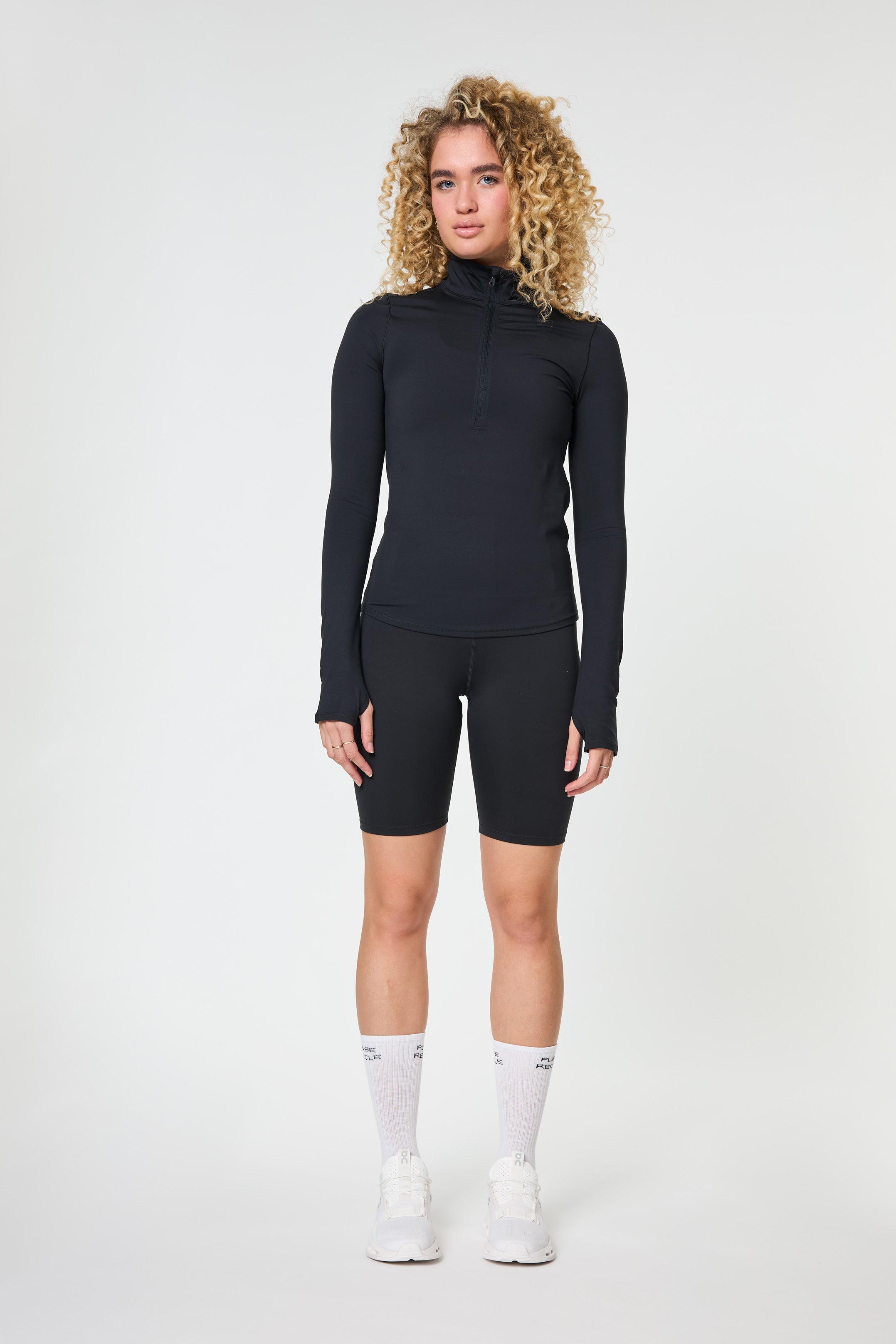 Reset Long Sleeve Mock Neck, Half Zip, Black