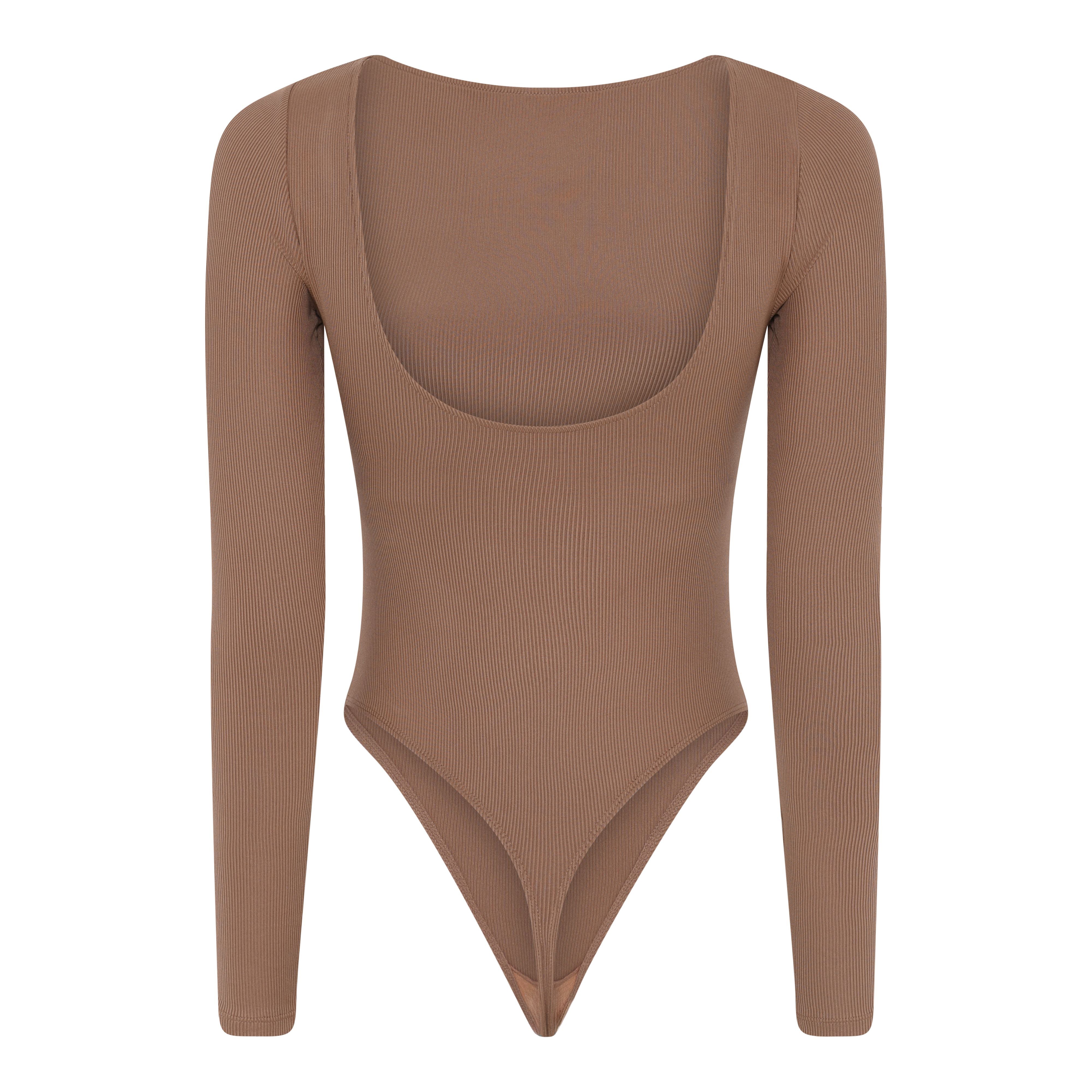 Ava Scoop Back Bodysuit, Thong, Brownie