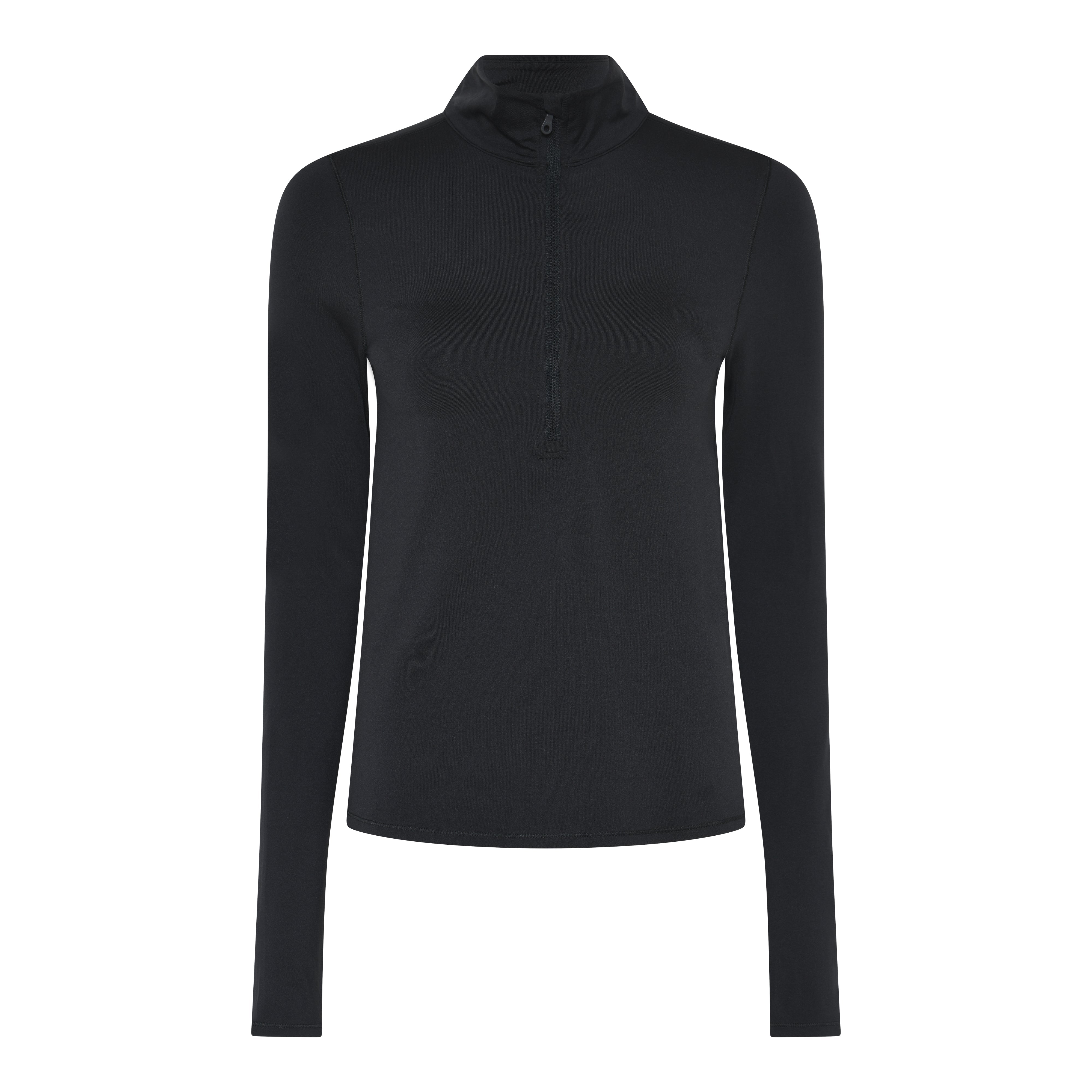 Reset Long Sleeve Mock Neck, Half Zip, Black